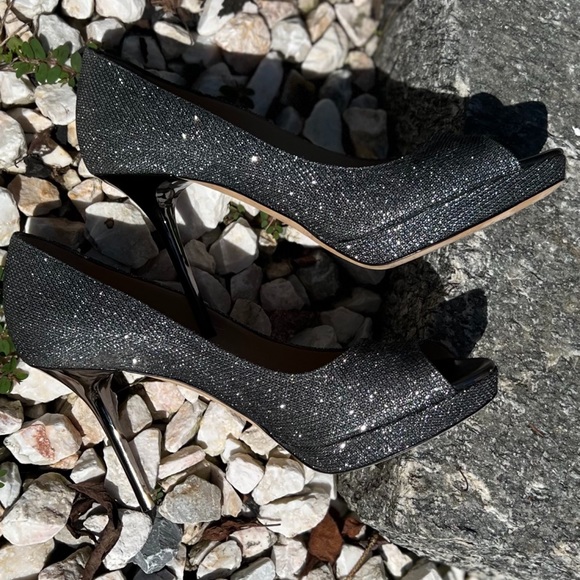 Jimmy Choo | Authenticated | Metallic Peep Toe Sparkle Heels 38.5 - Picture 10 of 17
